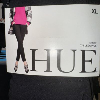 Hue High Waist Black Out Ponte Leggings Black 79001 Size XL New